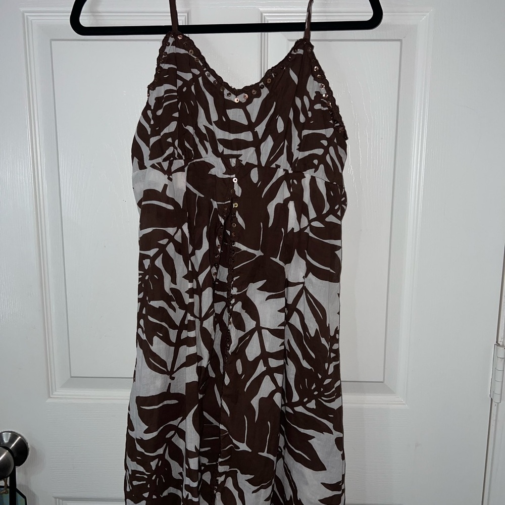 Peppermint Brown and White Spaghetti Strap Sundress